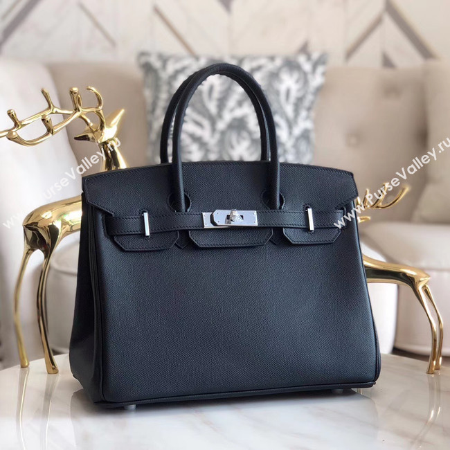 Hermes original Epsom Leather HB35O black&silver Metal