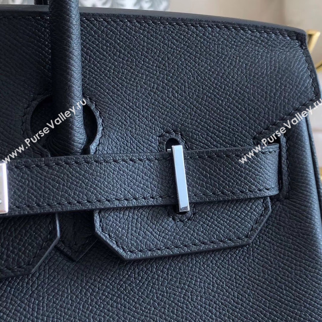 Hermes original Epsom Leather HB35O black&silver Metal