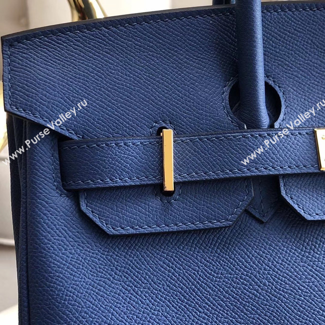 Hermes original Epsom Leather HB35O blue&gold Metal
