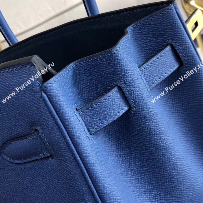 Hermes original Epsom Leather HB35O blue&gold Metal
