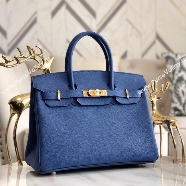 Hermes original Epsom Leather HB35O blue&gold Metal
