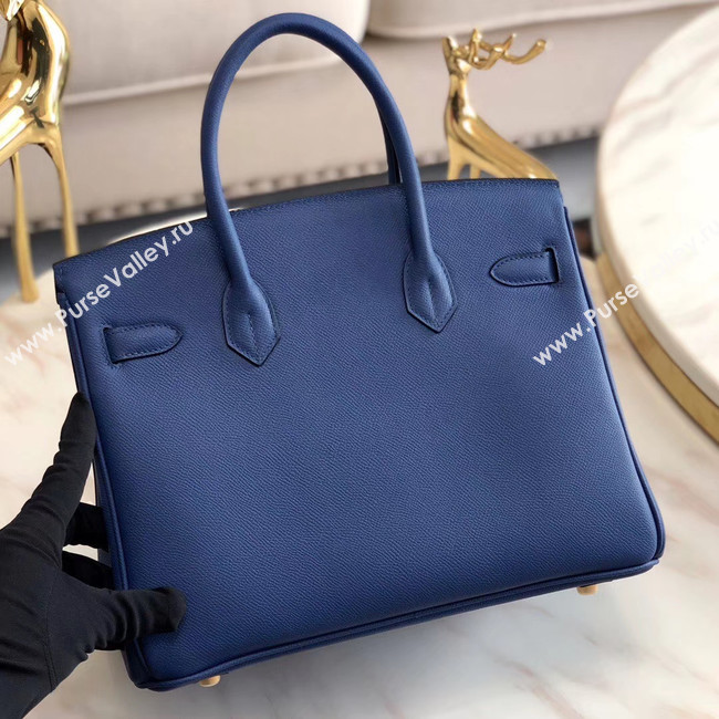 Hermes original Epsom Leather HB35O blue&gold Metal