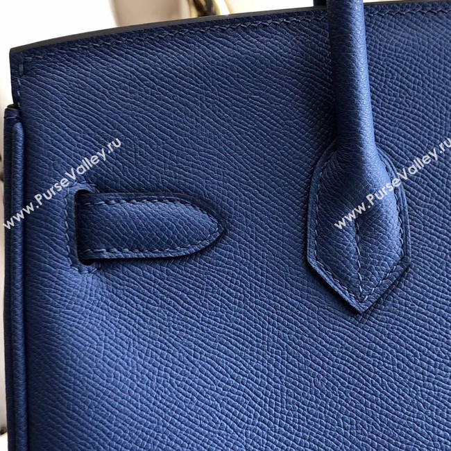 Hermes original Epsom Leather HB35O blue&silver Metal