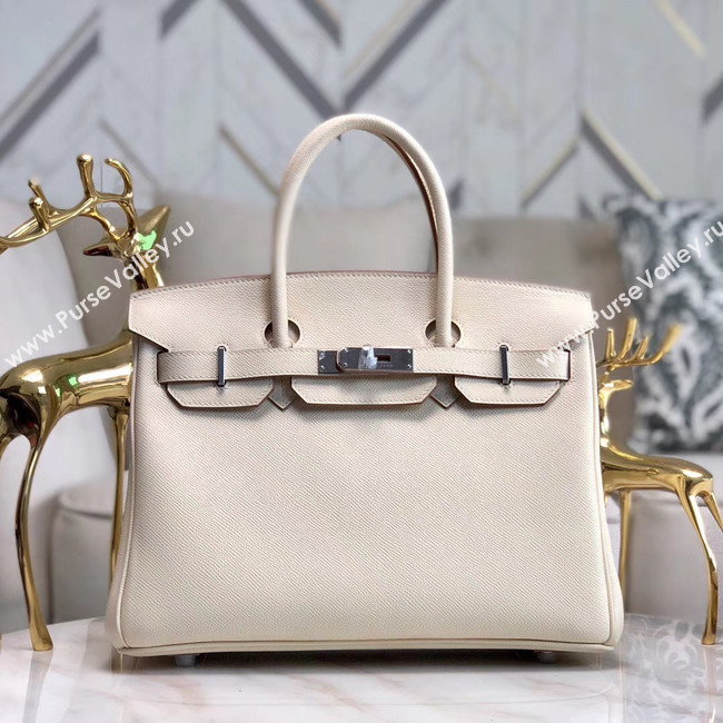 Hermes original Epsom Leather HB35O cream&silver Metal