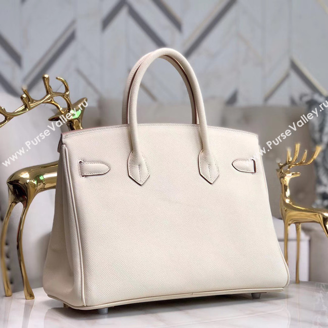 Hermes original Epsom Leather HB35O cream&silver Metal