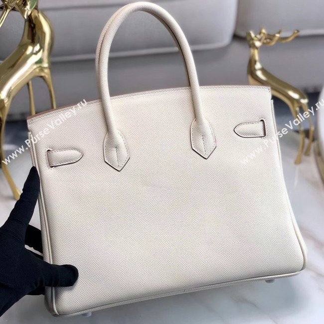 Hermes original Epsom Leather HB35O cream&silver Metal