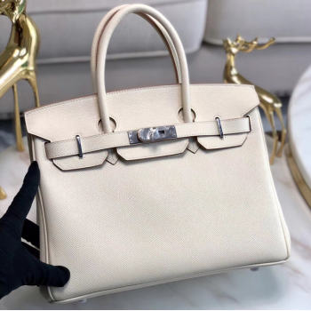 Hermes original Epsom Leather HB35O cream&silver Metal