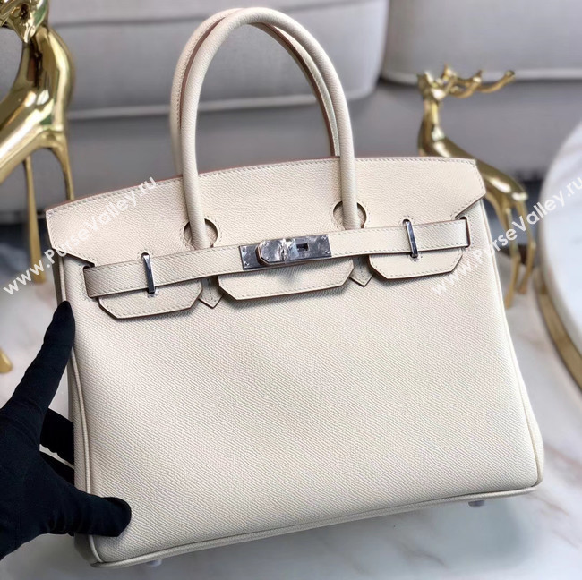 Hermes original Epsom Leather HB35O cream&silver Metal