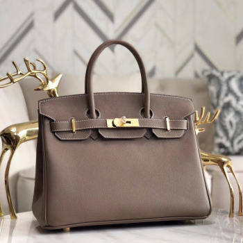 Hermes original Epsom Leather HB35O grey&gold Metal