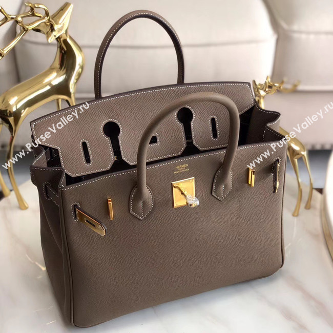 Hermes original Epsom Leather HB35O grey&gold Metal