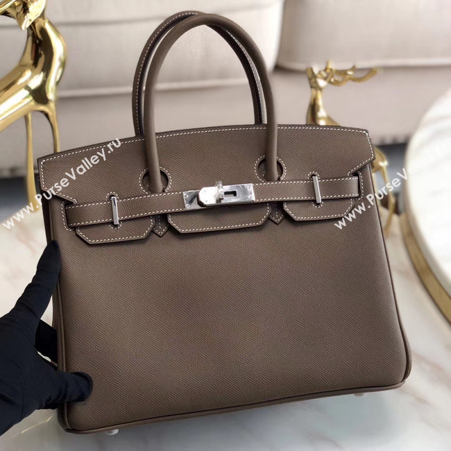 Hermes original Epsom Leather HB35O grey&silver Metal