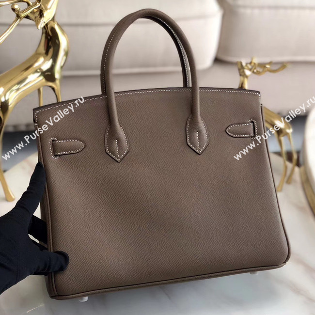 Hermes original Epsom Leather HB35O grey&silver Metal