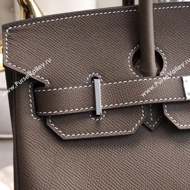 Hermes original Epsom Leather HB35O grey&silver Metal