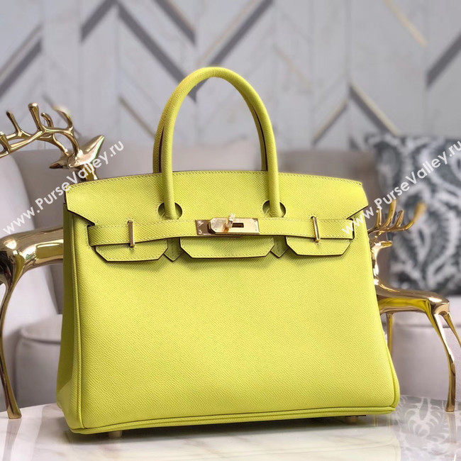 Hermes original Epsom Leather HB35O lemon&gold Metal