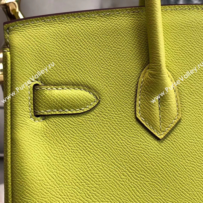 Hermes original Epsom Leather HB35O lemon&gold Metal