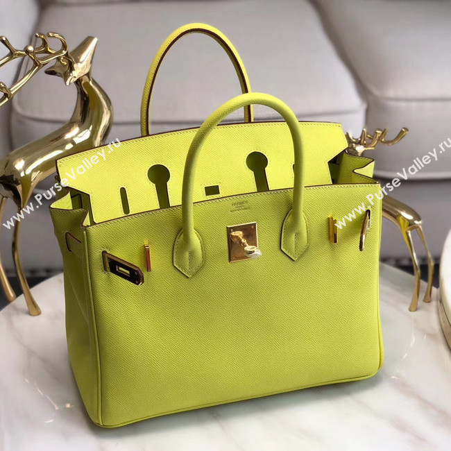Hermes original Epsom Leather HB35O lemon&gold Metal