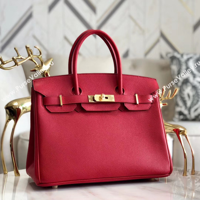 Hermes original Epsom Leather HB35O red&gold Metal