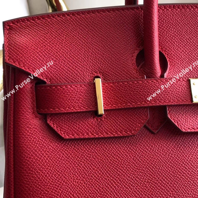 Hermes original Epsom Leather HB35O red&gold Metal