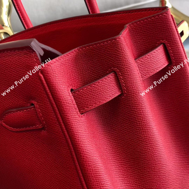 Hermes original Epsom Leather HB35O red&gold Metal