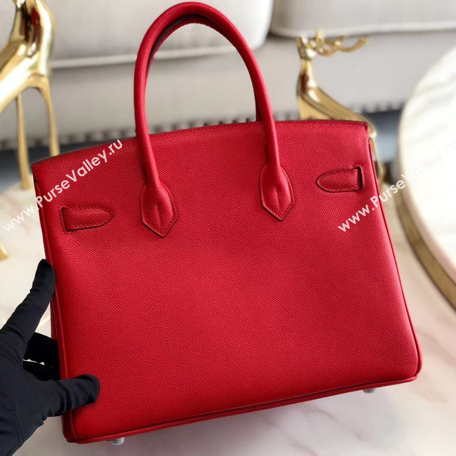 Hermes original Epsom Leather HB35O red&silver Metal