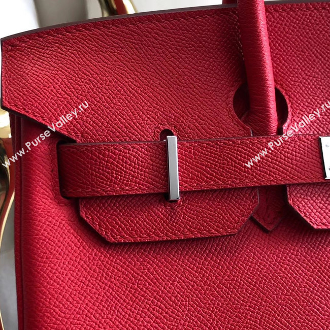Hermes original Epsom Leather HB35O red&silver Metal