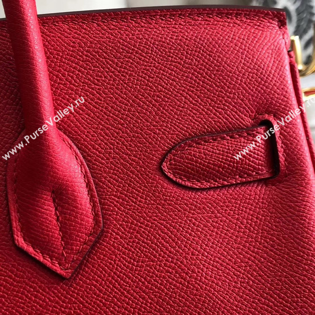 Hermes original Epsom Leather HB35O red&silver Metal