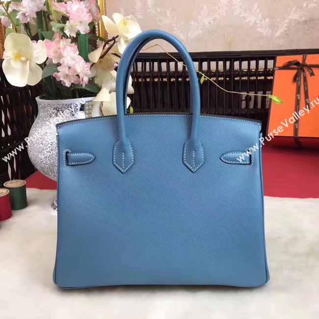 Hermes original Epsom Leather HB35O sky blue&gold Metal