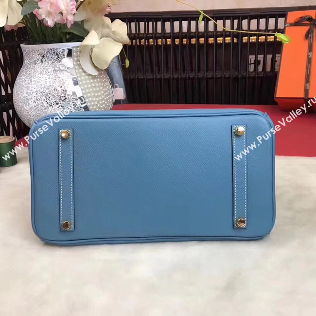 Hermes original Epsom Leather HB35O sky blue&gold Metal