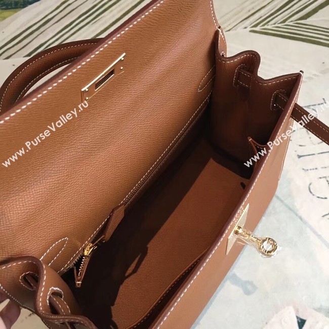 Hermes original Kelly Epsom Leather KL32 brown