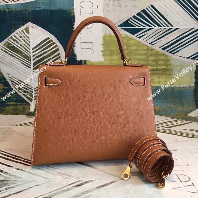 Hermes original Kelly Epsom Leather KL32 brown