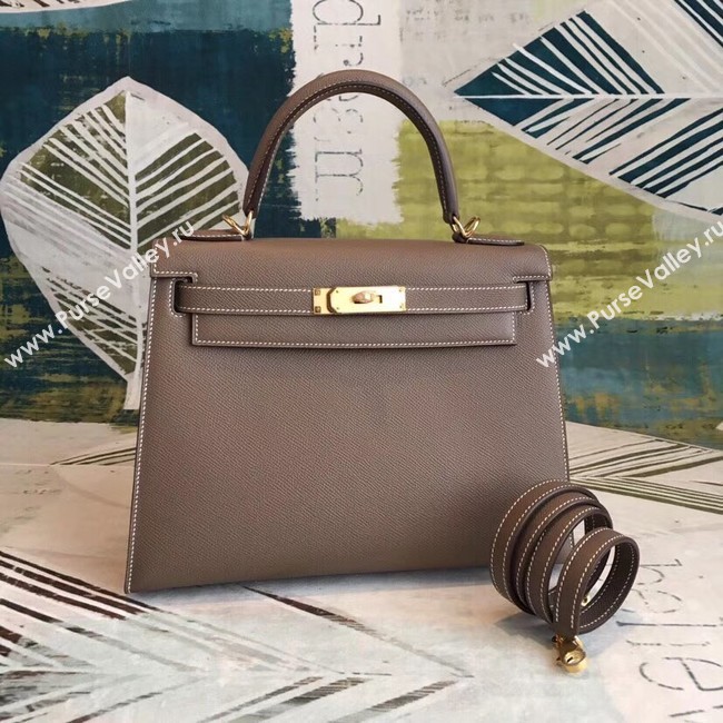 Hermes original Kelly Epsom Leather KL32 dark grey