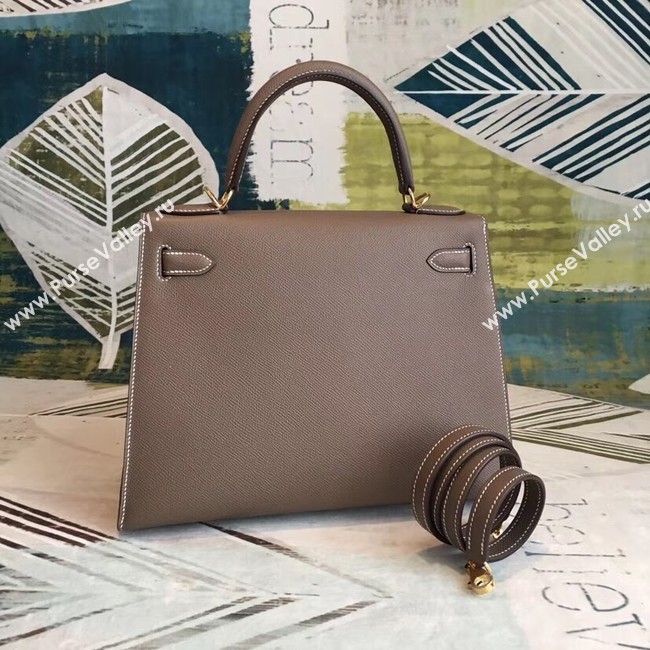 Hermes original Kelly Epsom Leather KL32 dark grey