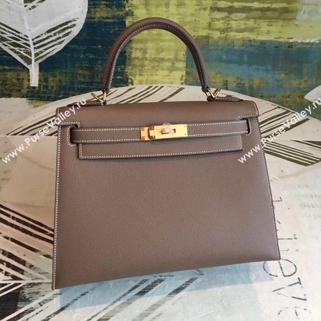 Hermes original Kelly Epsom Leather KL32 dark grey