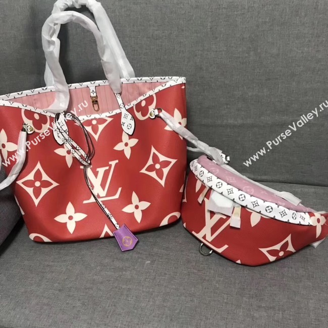 Louis Vuitton Original Monogram Canvas NEVERFULL MM M44567 Red