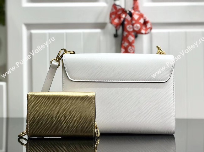 Louis vuitton original epi leather TWIST MM M50280 white&gold