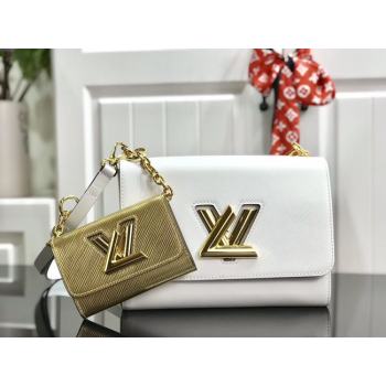 Louis vuitton original epi leather TWIST MM M50280 white&gold