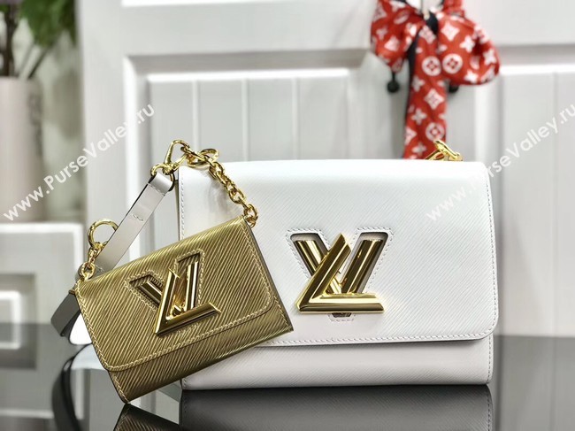 Louis vuitton original epi leather TWIST MM M50280 white&gold
