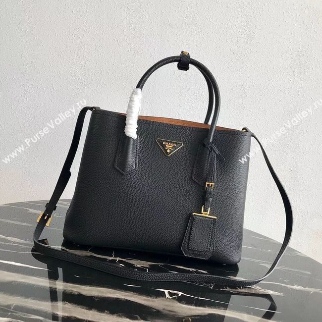 Prada Deer skin bag 1BG008 black&rbrown