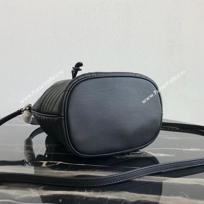Prada Original Calfskin Leather Bucket Bag 1BH038 Black