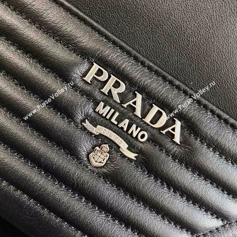 Prada Original Calfskin Leather Bucket Bag 1BH038 Black