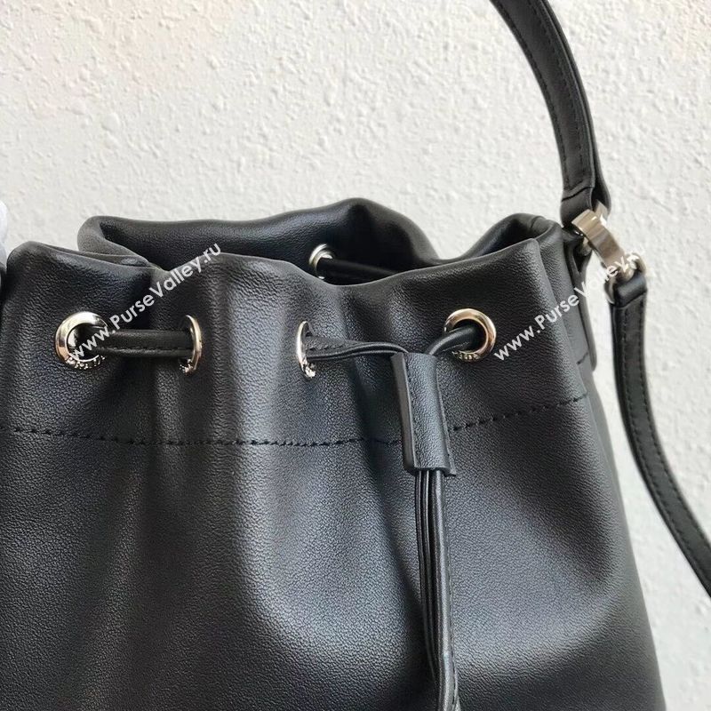 Prada Original Calfskin Leather Bucket Bag 1BH038 Black
