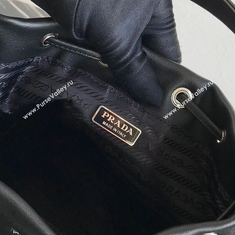 Prada Original Calfskin Leather Bucket Bag 1BH038 Black