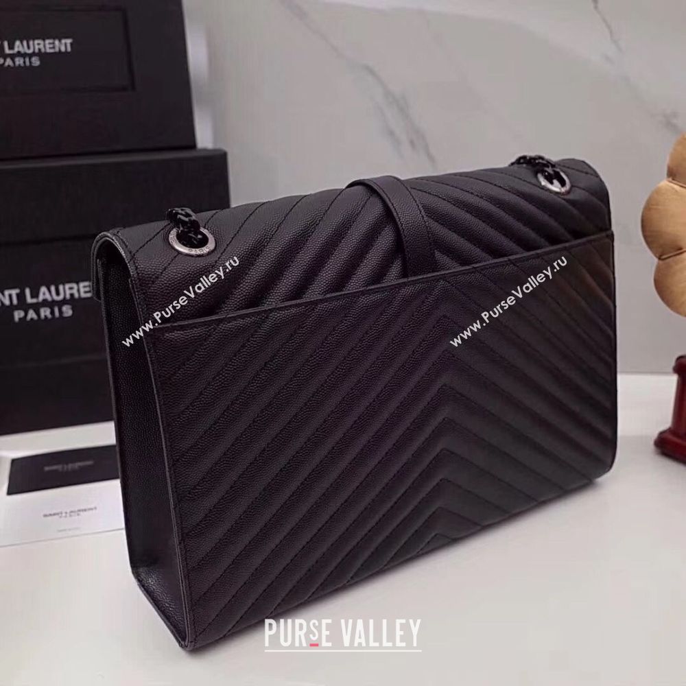 SAINT LAURENT leather shoulder bag 392745 black&Black-toned hardware