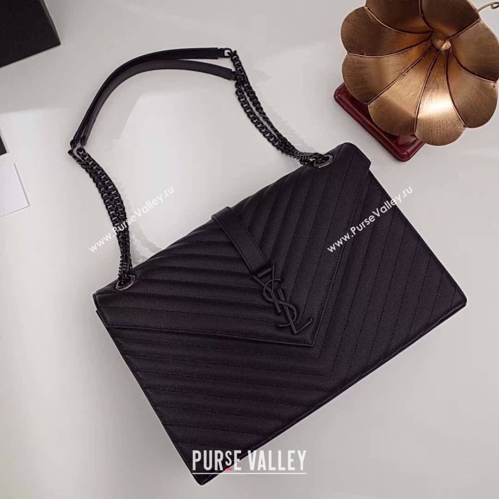 SAINT LAURENT leather shoulder bag 392745 black&Black-toned hardware