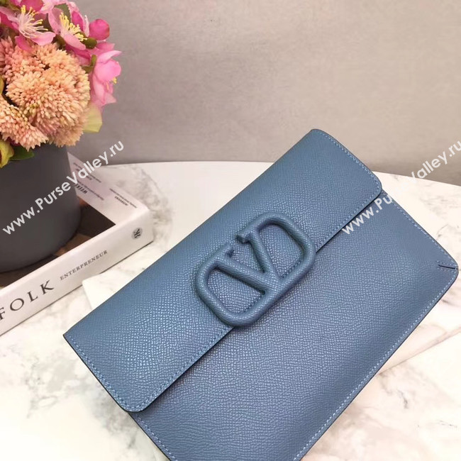 VALENTINO Origianl leather 065 Clutch bag blue