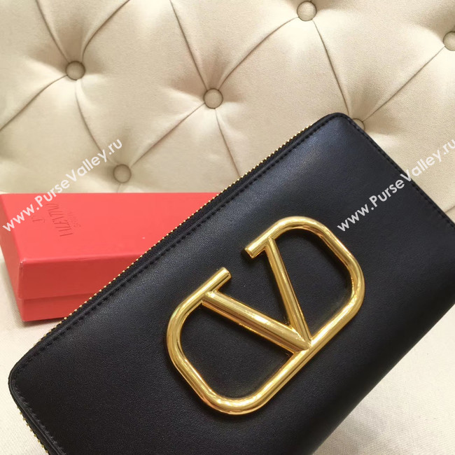 VALENTINO Origianl leather Zipped Wallet VG0088 Black