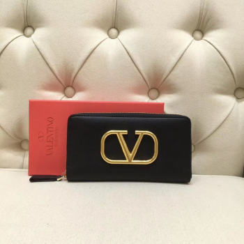 VALENTINO Origianl leather Zipped Wallet VG0088 Black