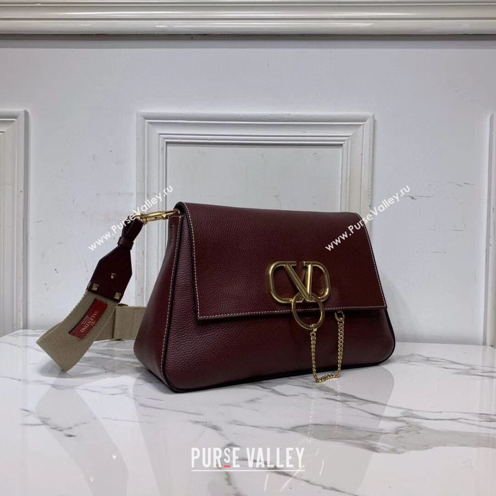 VALENTINO Origianl leather shoulder bag V0888 Burgundy