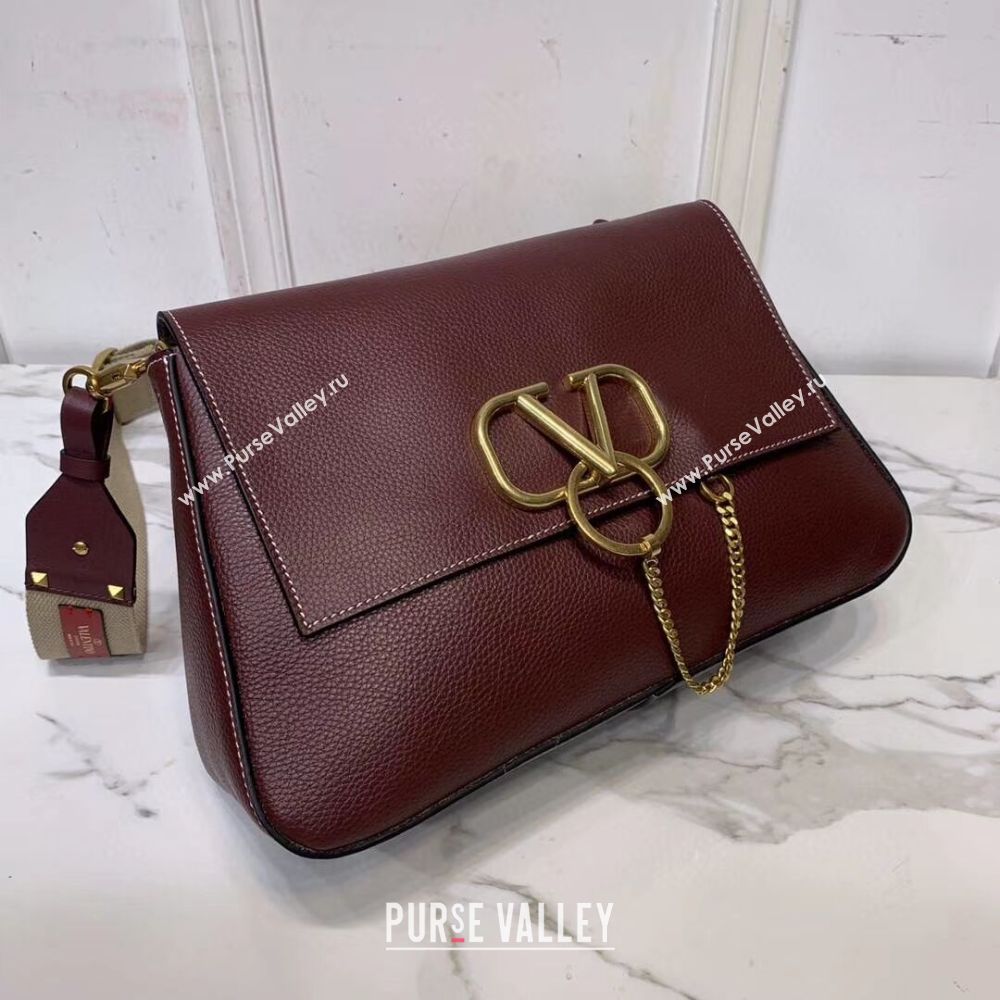 VALENTINO Origianl leather shoulder bag V0888 Burgundy