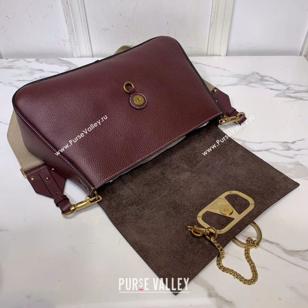 VALENTINO Origianl leather shoulder bag V0888 Burgundy